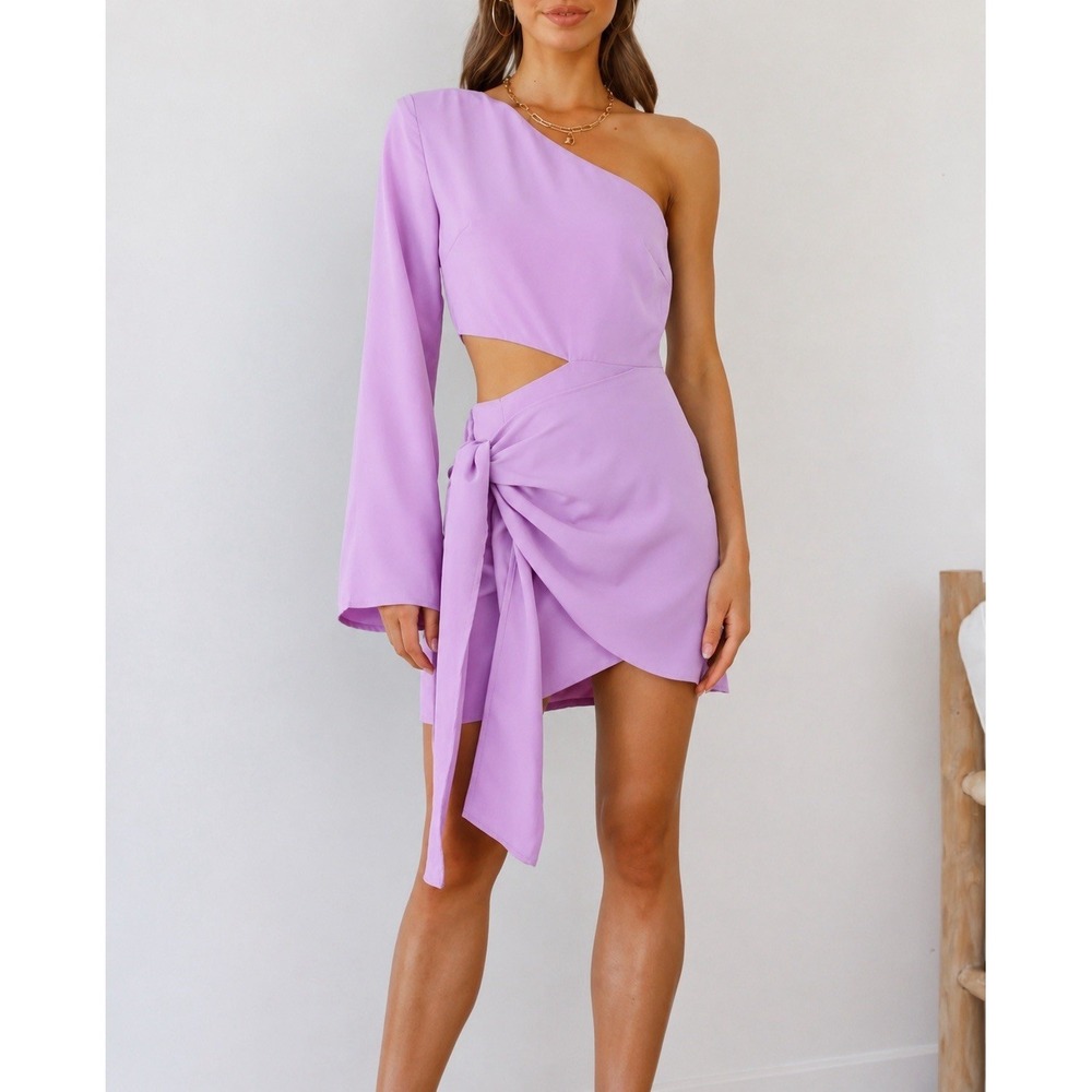 Runaway The Label Nami Cut Out One Shoulder Moni Dress In Orchid‎ Sz S